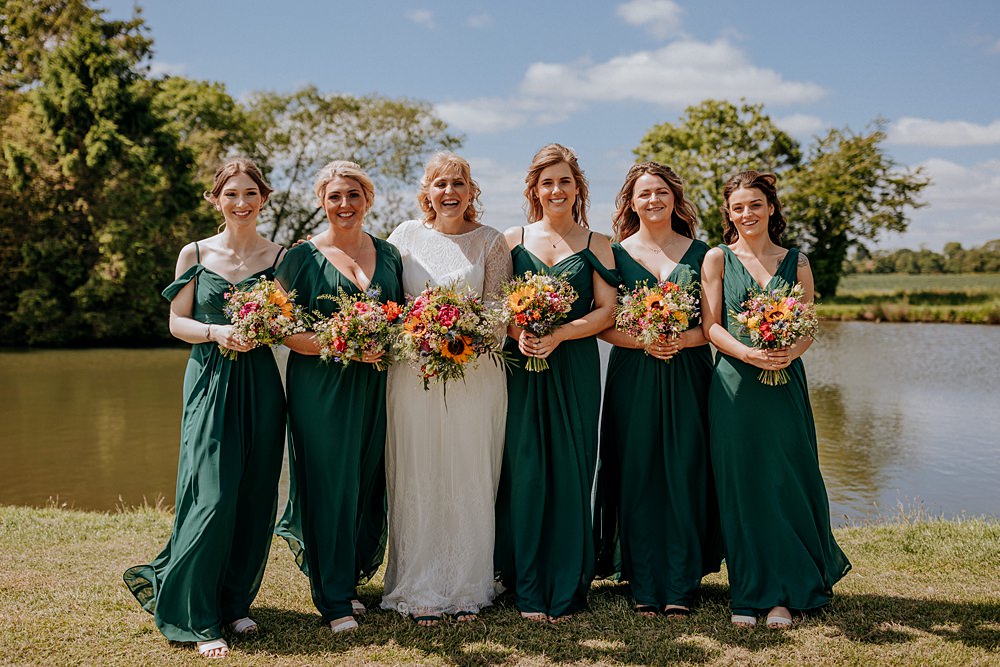 Long Green Bridesmaid Dresses Low Osgoodby Grange Wedding Peter Hugo Photography