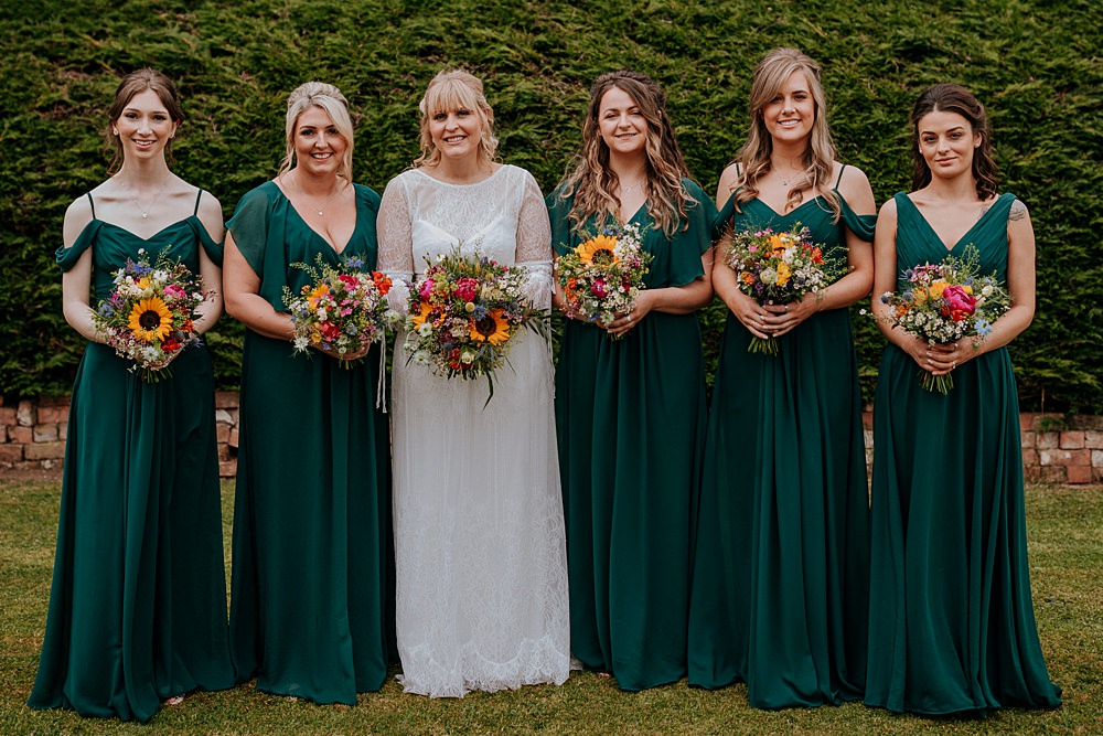 Long Green Bridesmaid Dresses Low Osgoodby Grange Wedding Peter Hugo Photography