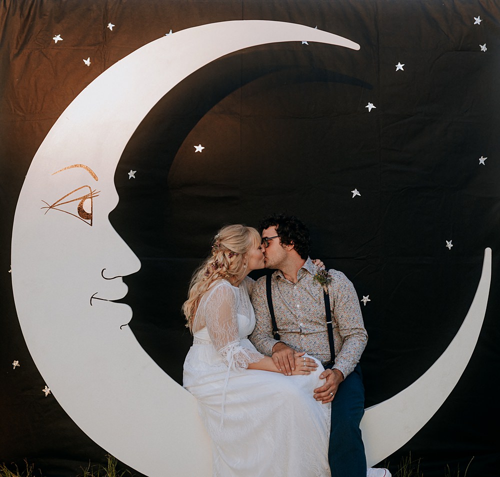 Moon Backdrop Photo Booth Prop Low Osgoodby Grange Wedding Peter Hugo Photography