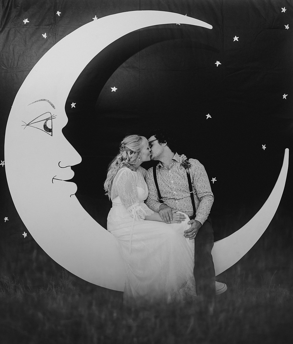 Low Osgoodby Grange Wedding Peter Hugo Photography Moon Backdrop Photo Booth Prop