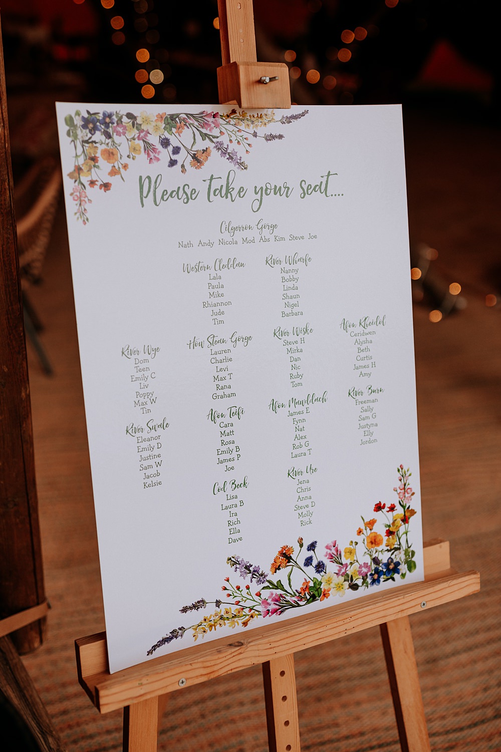 Floral Table Plan Easel Low Osgoodby Grange Wedding Peter Hugo Photography