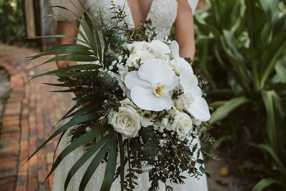 Bouquet Flowers White Orchid Palm Leaf Rayavadee Krabi Wedding Thailand Blancorazon Wedding