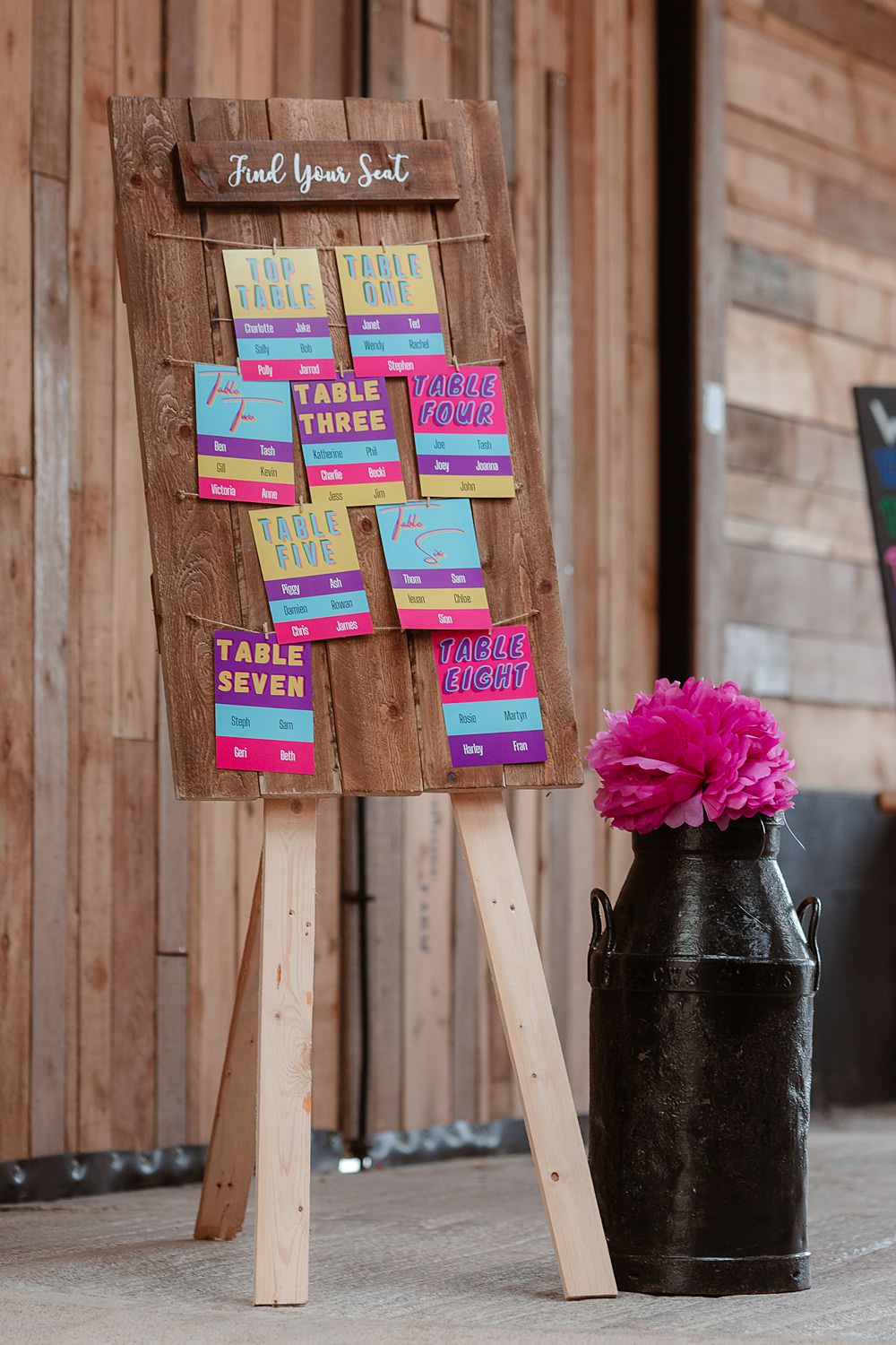 Colourful Wooden Table Plan The Wholehouse Wedding Katherine and her Camera