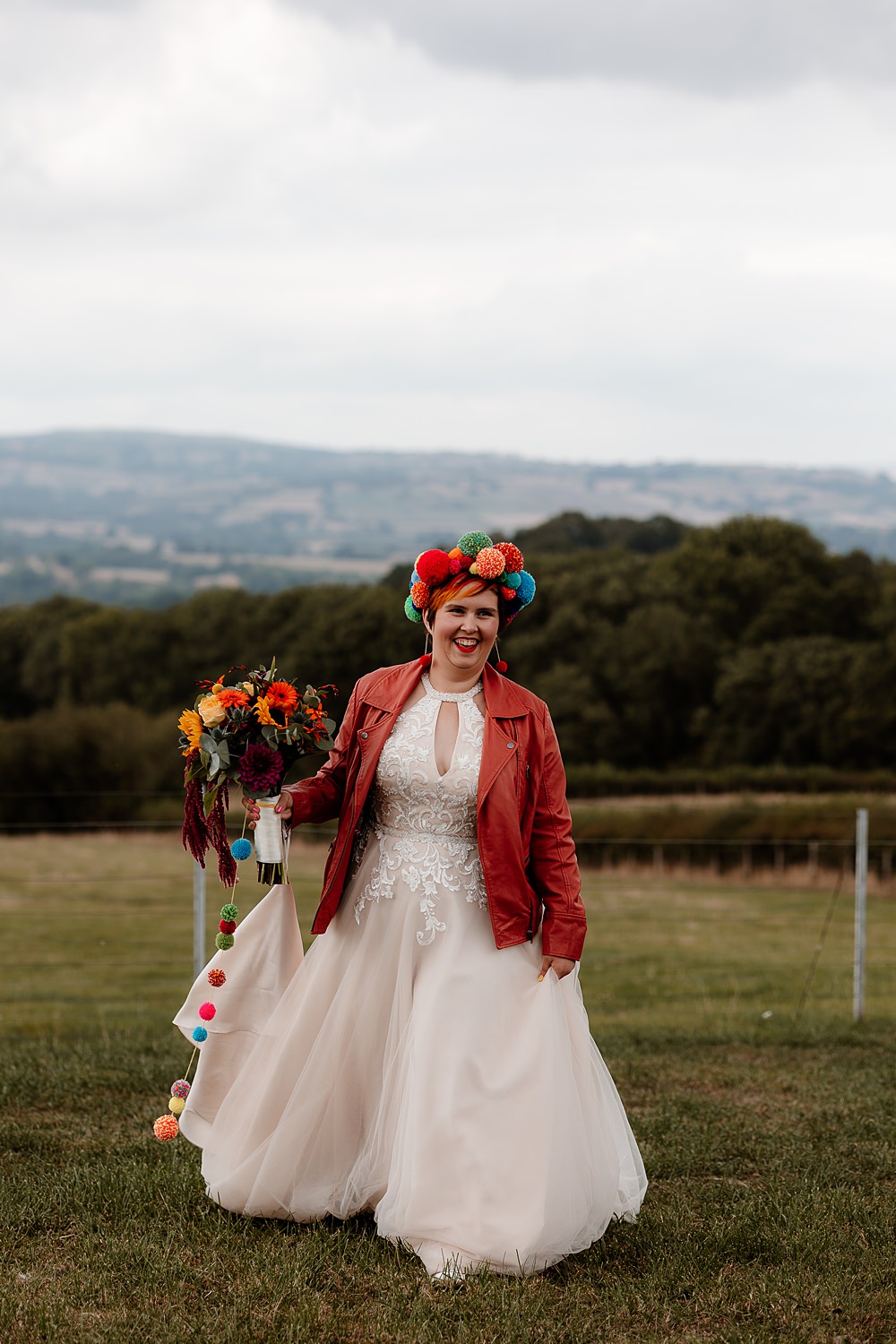 Dress Gown Bride Red Jacket The Wholehouse Wedding Katherine and her Camera