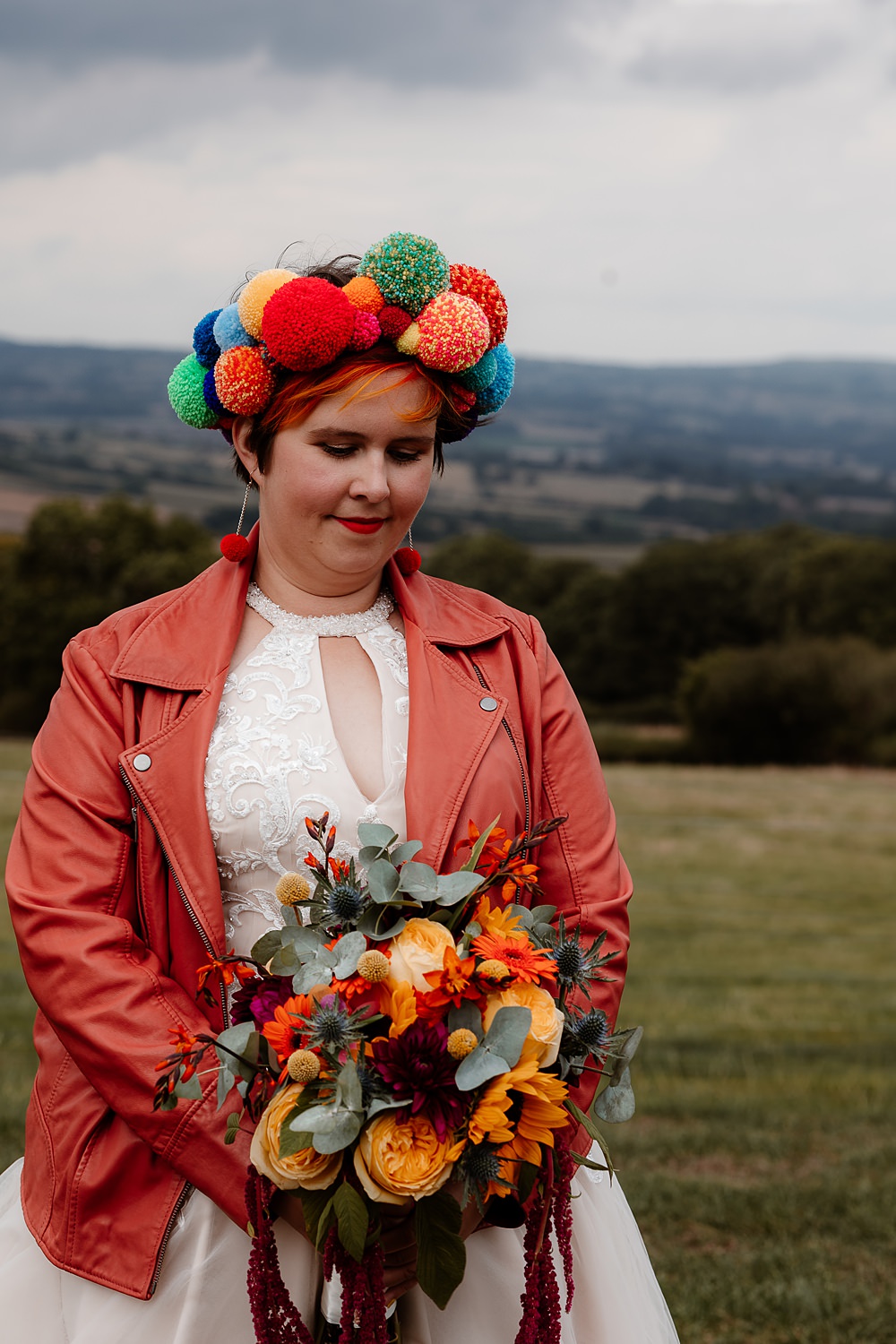 Sunflowers Pom Pom Bridal Bouquet Flowers The Wholehouse Wedding Katherine and her Camera