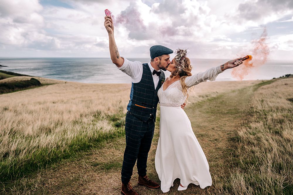 Tredudwell Manor Wedding Dan Ward Photography Smoke Flare