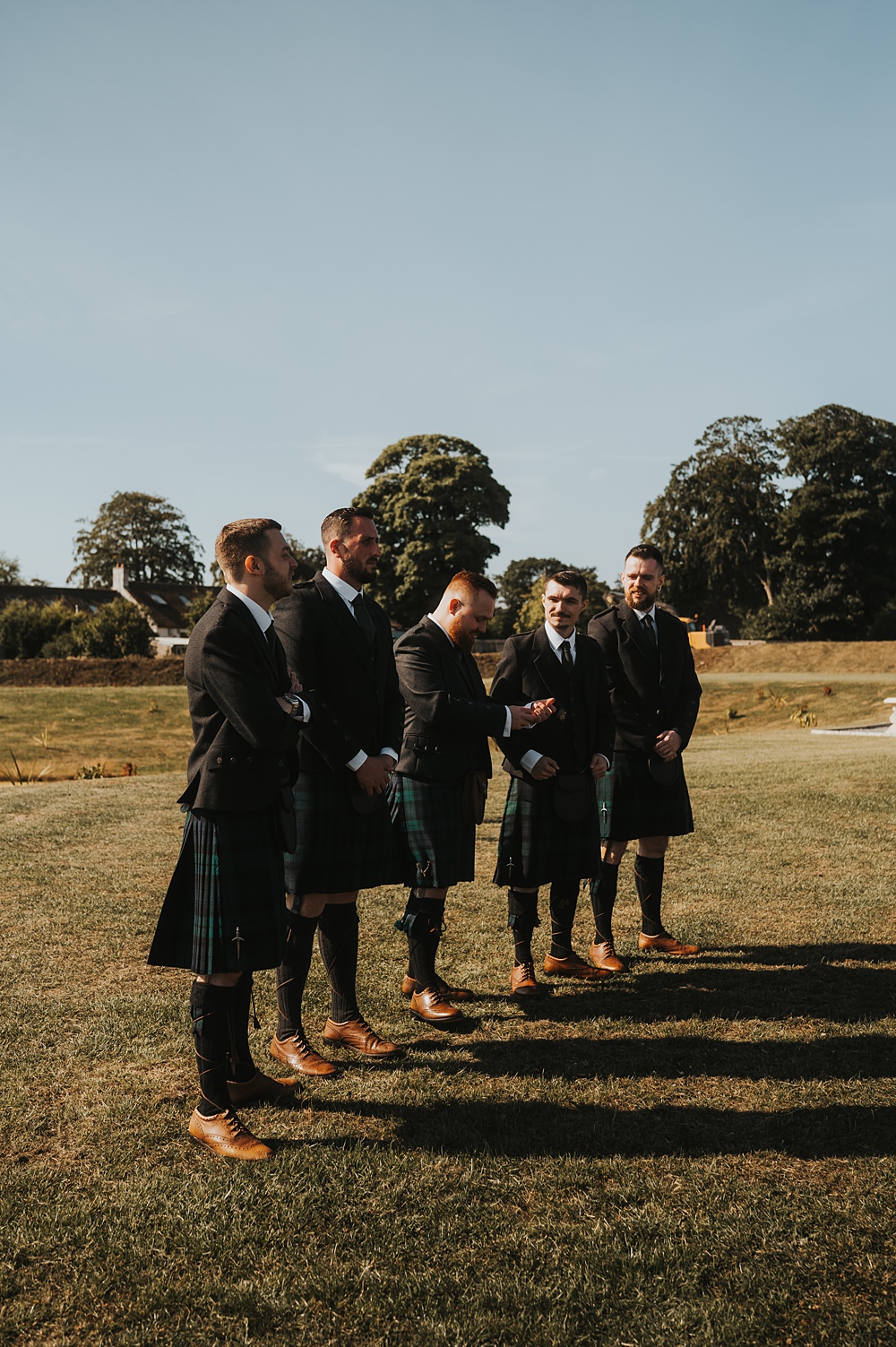 Warm Celestial Wedding Firewood Film Groom Groomsmen Kilts