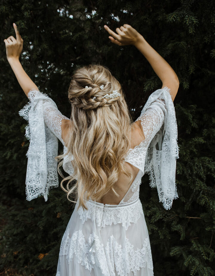 Wedding Hair Bride Half Up Half Down Boho Eloise & Mitch