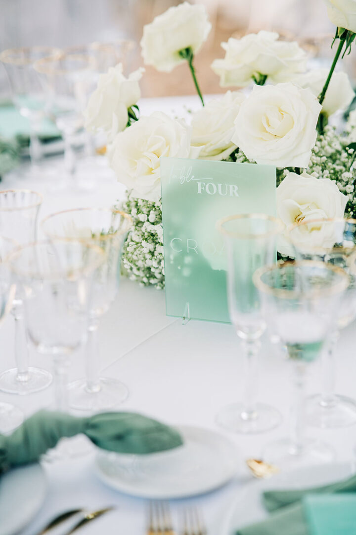 Green Table Name Acrylic Wedding Signs Stationery Signage Inketch