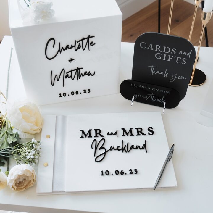 White Black Guest Book Acrylic Wedding Stationery Signage Inketch