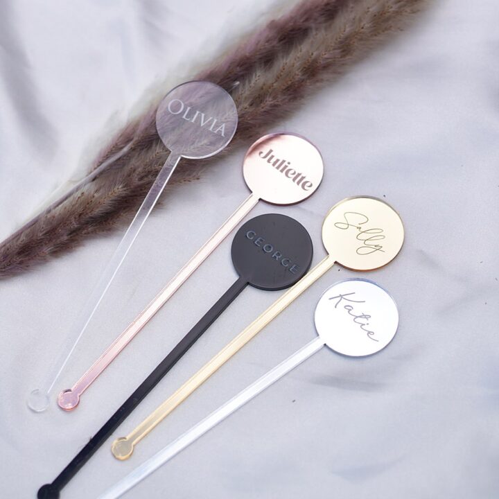 Drink Stirrers Name Tag Acrylic Wedding Signs Stationery Signage Inketch