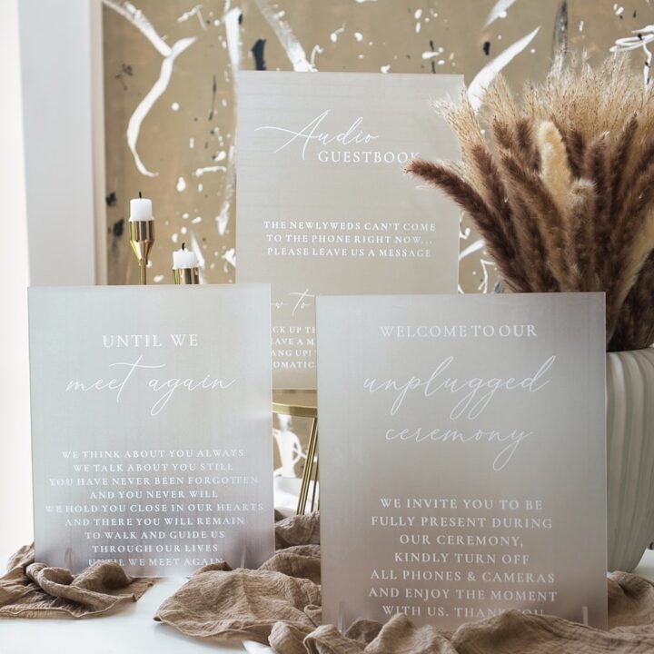 Unplugged Ceremony Acrylic Wedding Signs Stationery Signage Inketch