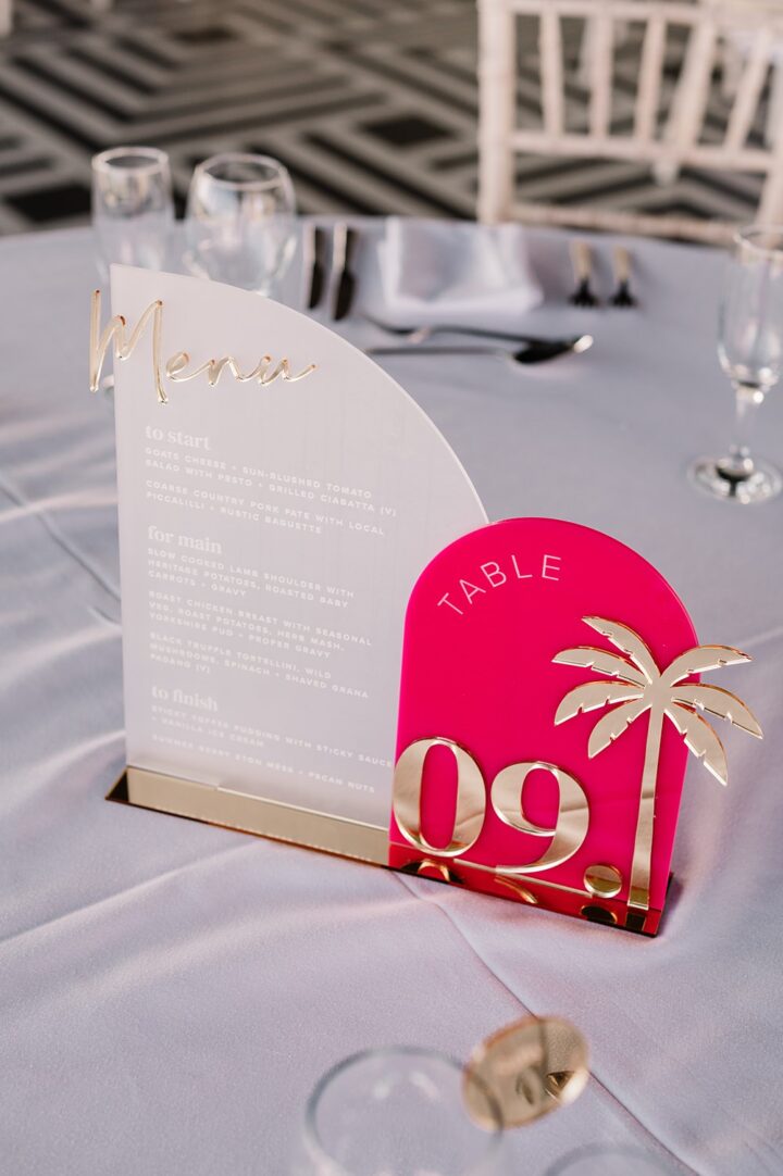 Pink Gold White Table Number Menu Acrylic Wedding Signs Stationery Signage Inketch 4