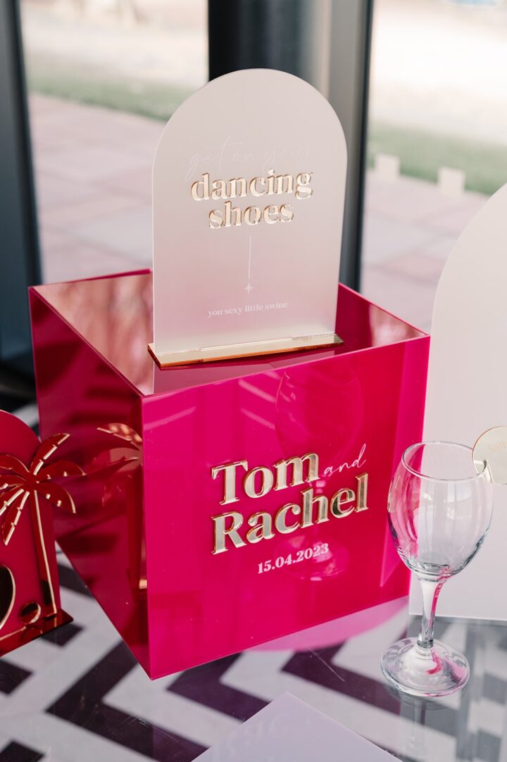 Pink Box Personalised Acrylic Wedding Signs Stationery Signage Inketch
