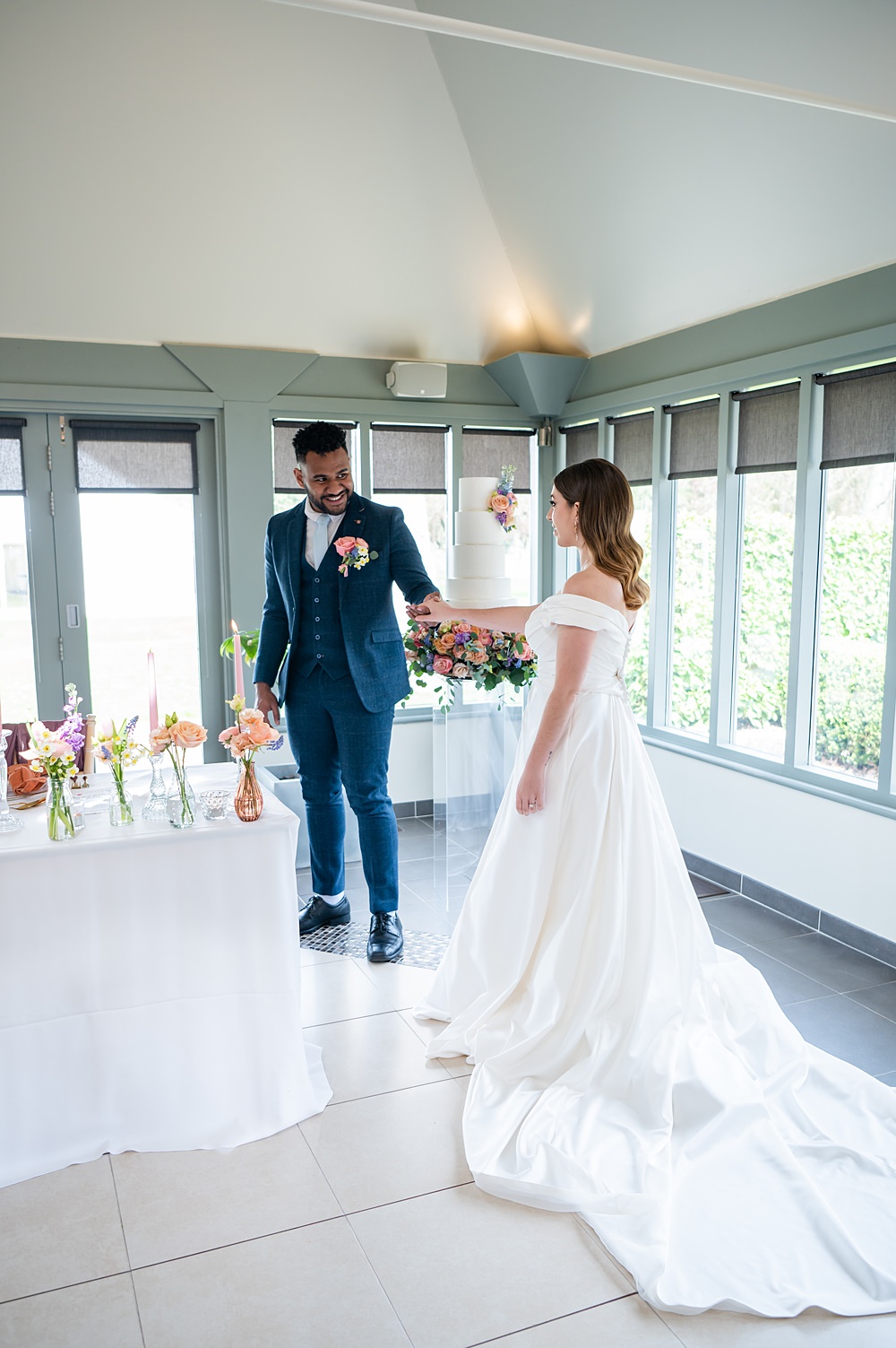 Dress Gown Bride Sweetheart Off Shoulder Train Barrington Hall Wedding Chloe Bolam Photography