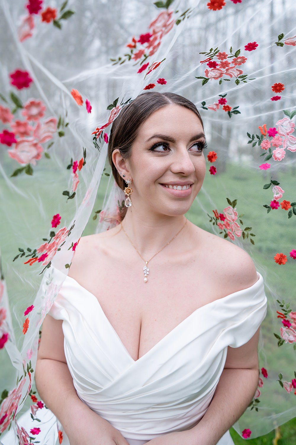Bride Flower Floral Veil Barrington Hall Wedding Chloe Bolam Photography