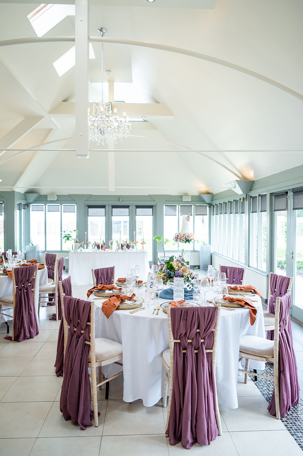 Round Tables Chair Sashes Reception Decor Barrington Hall Wedding Chloe Bolam Photography