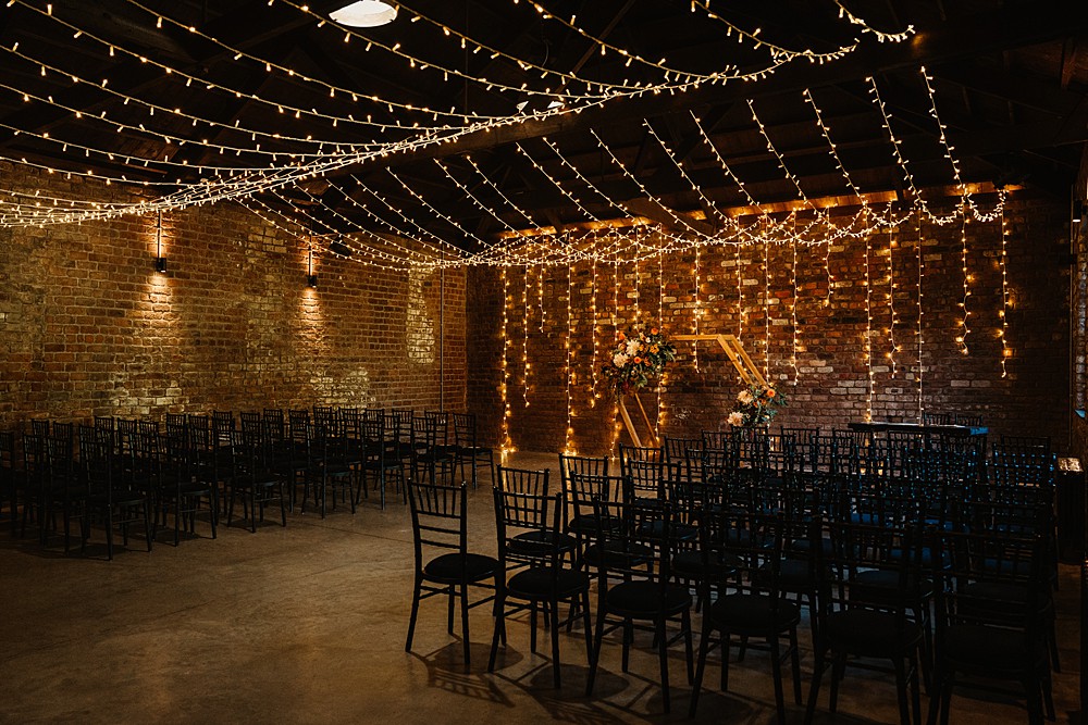 Fairy Light Canopy Ceremony Engine Works Wedding Emma Lawson Photography