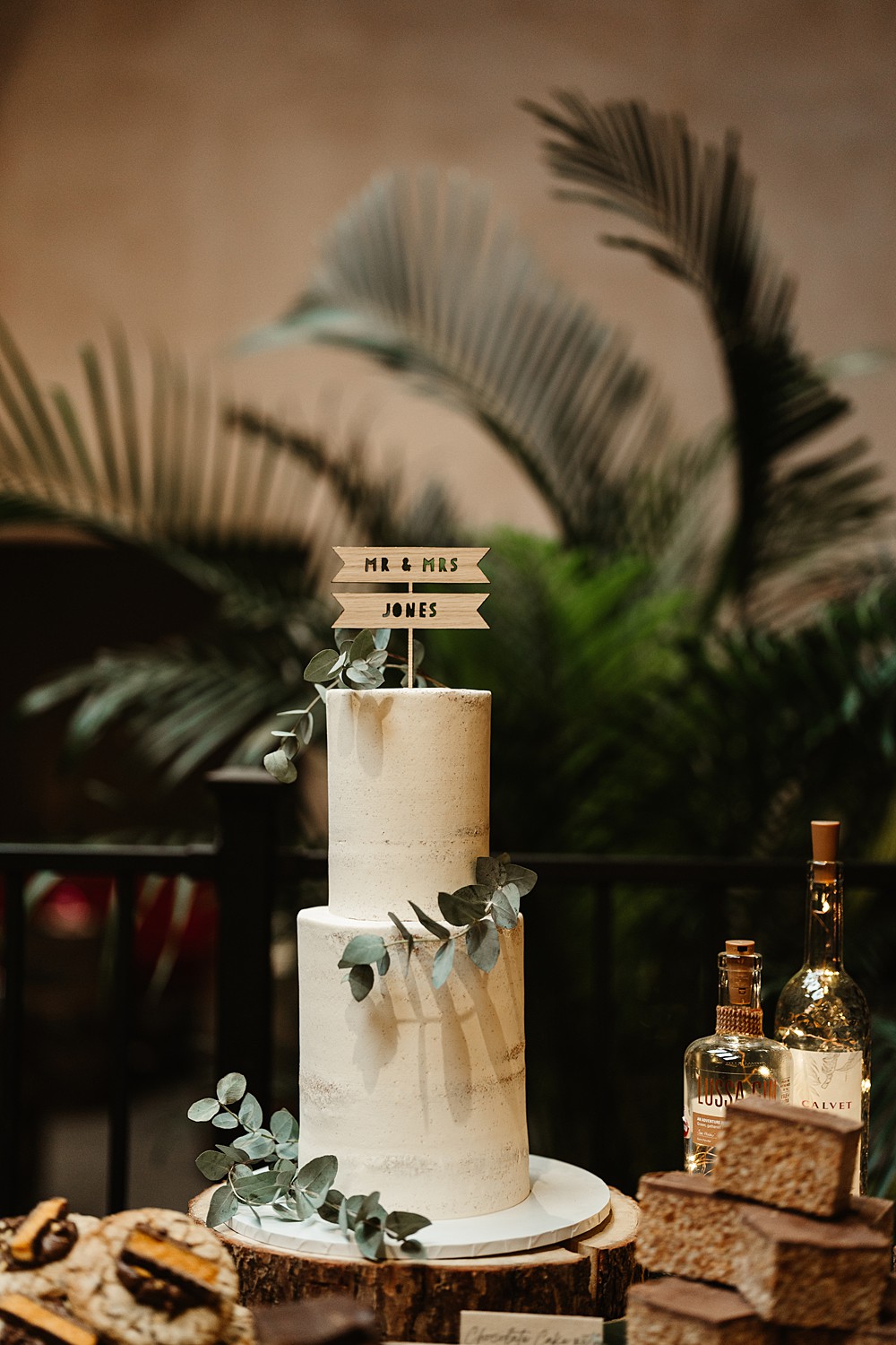 2 Tier Cake Greenery Topper Engine Works Wedding Emma Lawson Photography