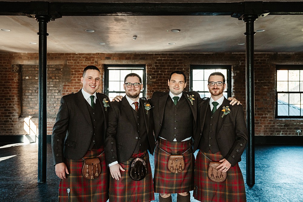 Groomsmen Kilts Engine Works Wedding Emma Lawson Photography
