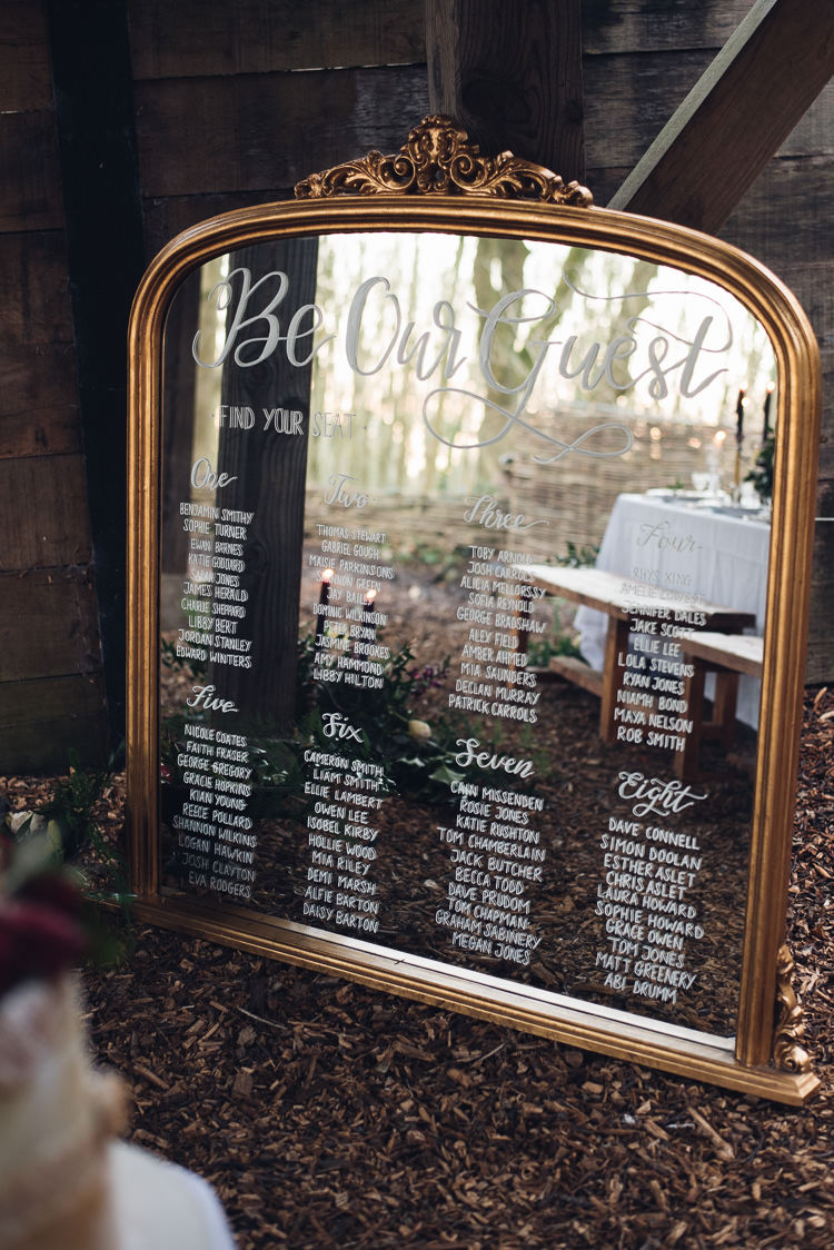 Fairytale Mirror Table Plan Wedding Sophie Carefull Photography