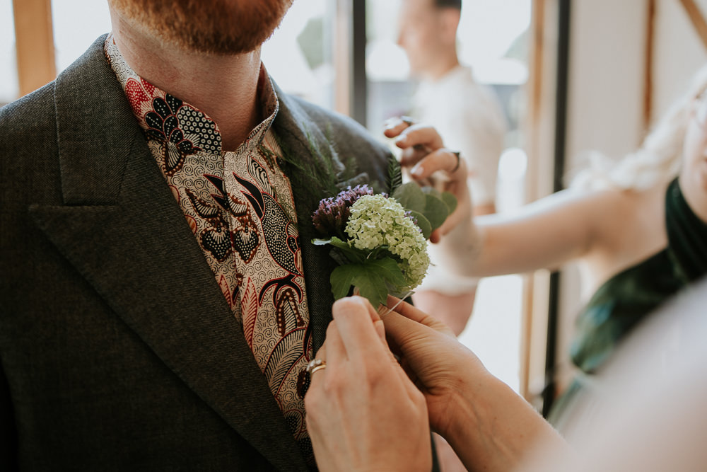 Groom Buttonhole Fun Community Wedding Joanna Nicole Photography