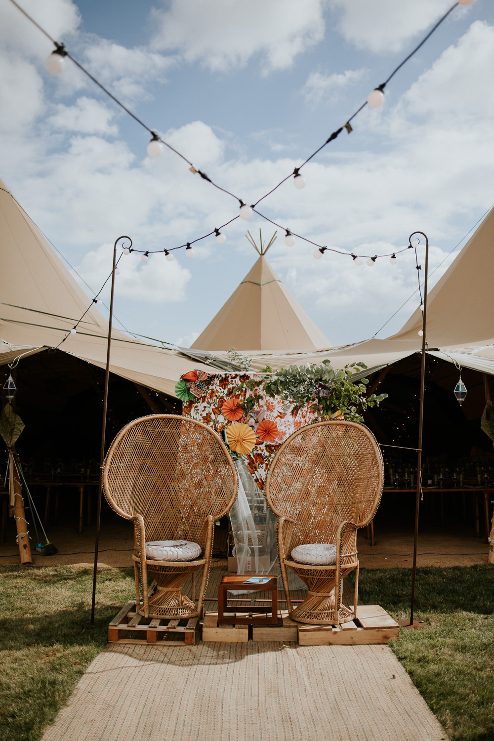 Peacock Chairs Ceremony Tipi Fun Community Wedding Joanna Nicole Photography