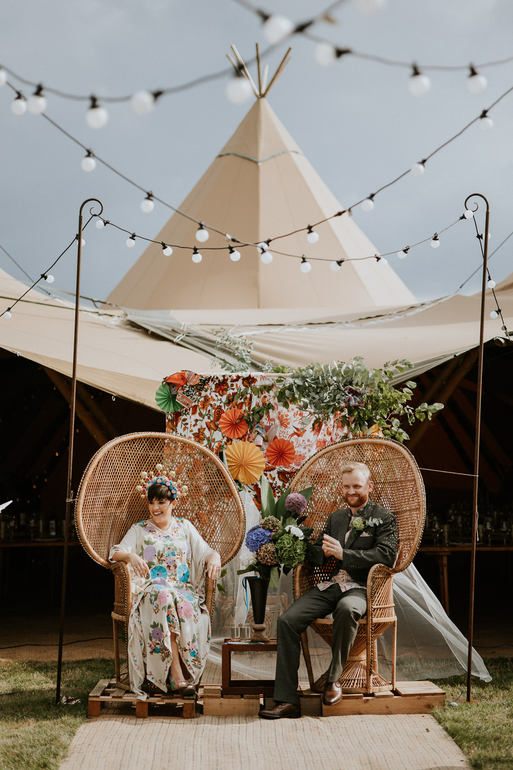 Peacock Chairs Ceremony Tipi Fun Community Wedding Joanna Nicole Photography
