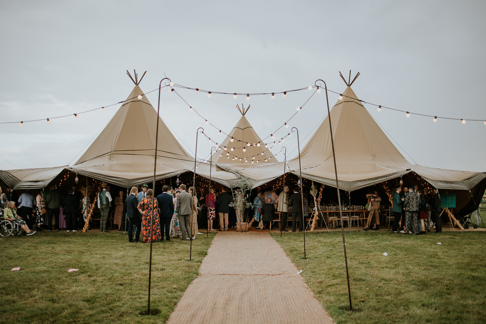 Tipi Festoon Lights Fun Community Wedding Joanna Nicole Photography
