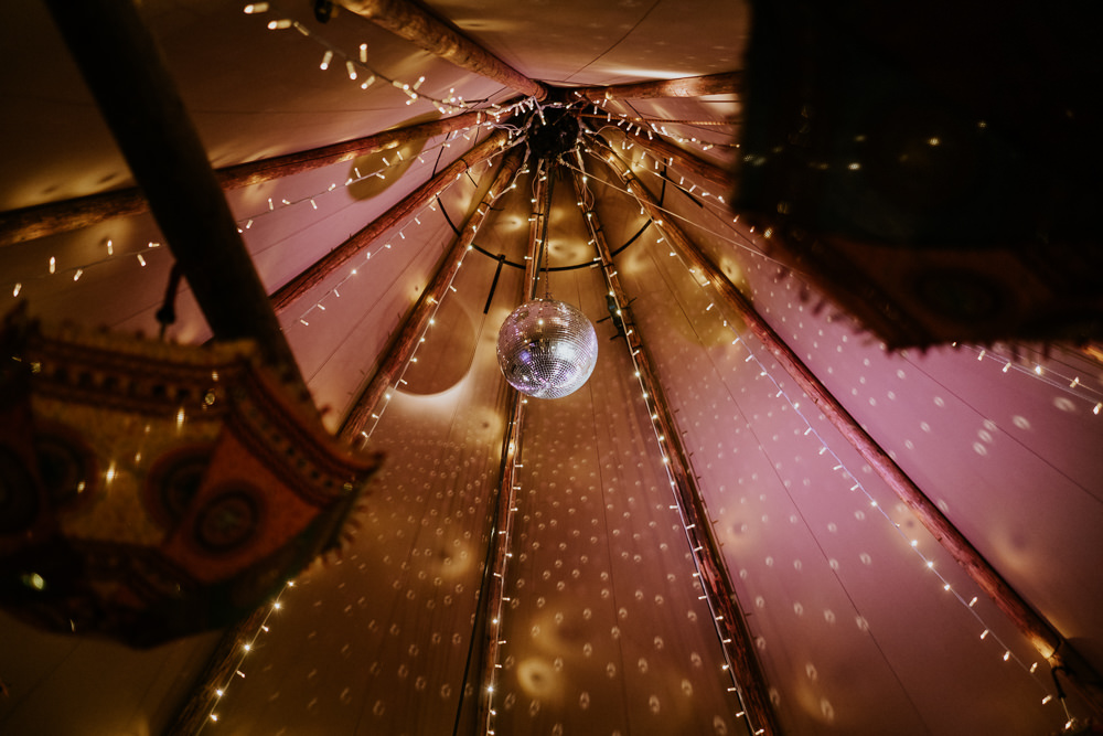 Disco Ball Tipi Fun Community Wedding Joanna Nicole Photography