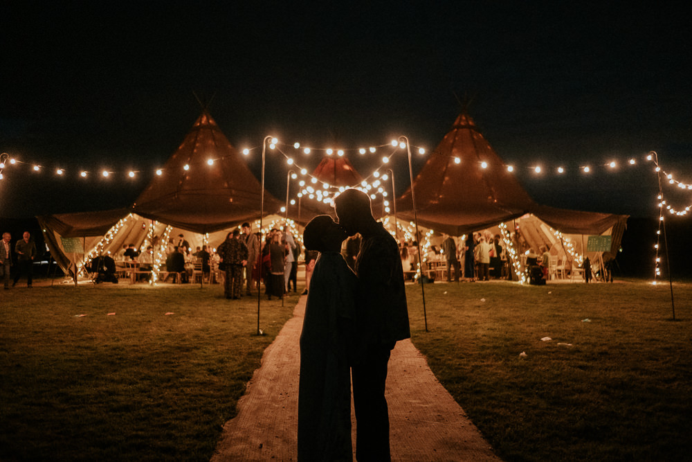 Tipi Festoon Lights Fun Community Wedding Joanna Nicole Photography