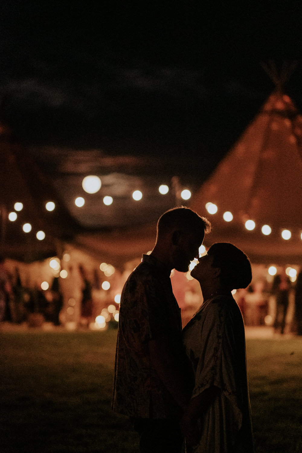 Tipi Festoon Lights Fun Community Wedding Joanna Nicole Photography