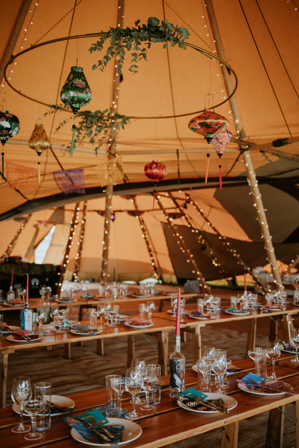 Tipi Hanging Decor Lanterns Fun Community Wedding Joanna Nicole Photography