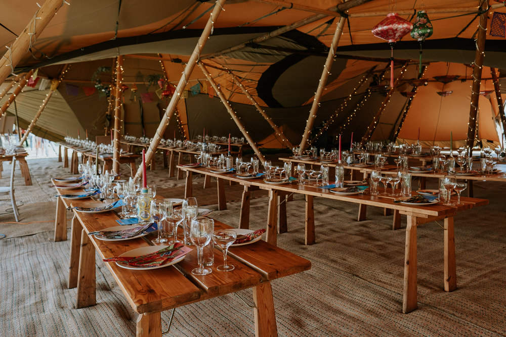 Tipi Rustic Wooden Tables Fun Community Wedding Joanna Nicole Photography