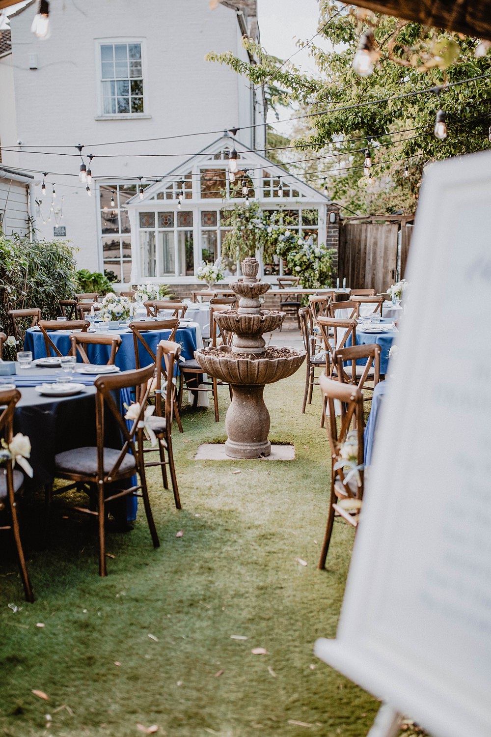 Garden Reception Festoon Lights Georgian Townhouse Wedding Camilla Andrea Photography