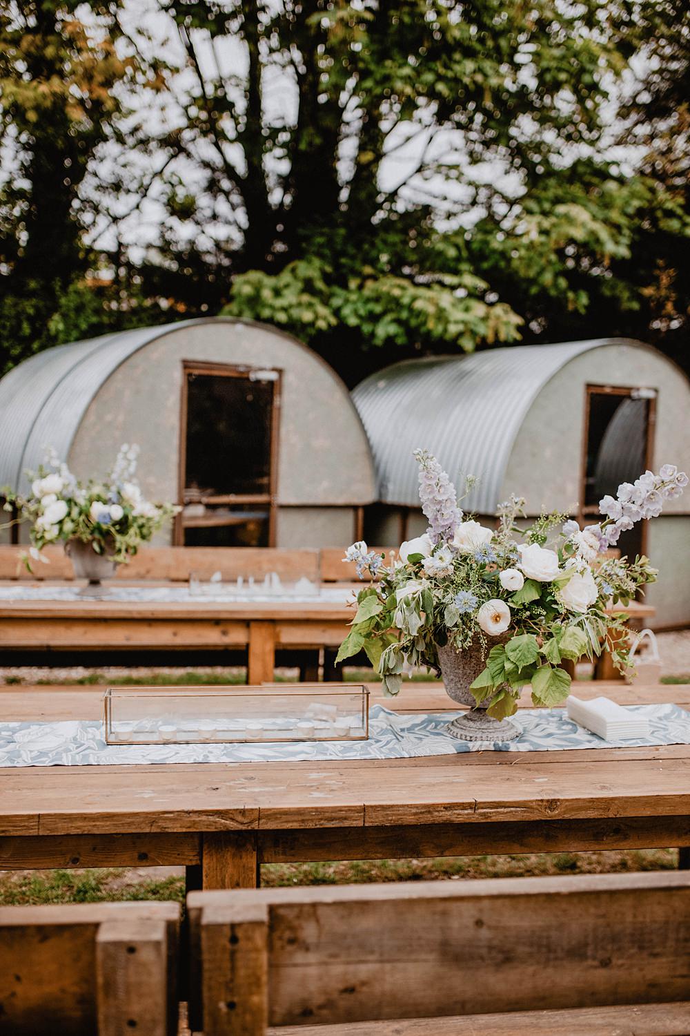 Garden Reception Festoon Lights Rustic Tables Georgian Townhouse Wedding Camilla Andrea Photography