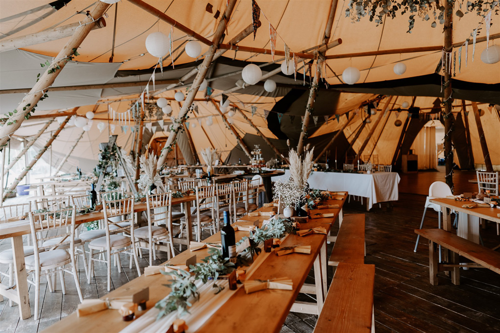 Decor Greenery Orange Candles Gypsophila Leicestershire Tipi Wedding Gina Fernandes Photography