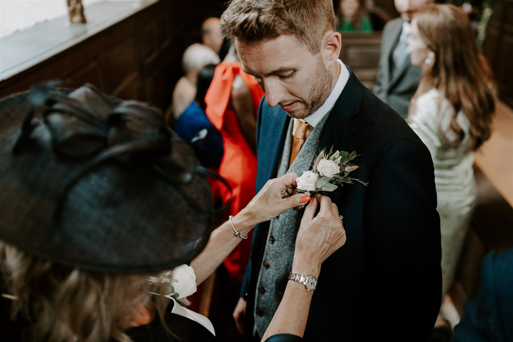 Groom Buttonhole Flowers Leicestershire Tipi Wedding Gina Fernandes Photography