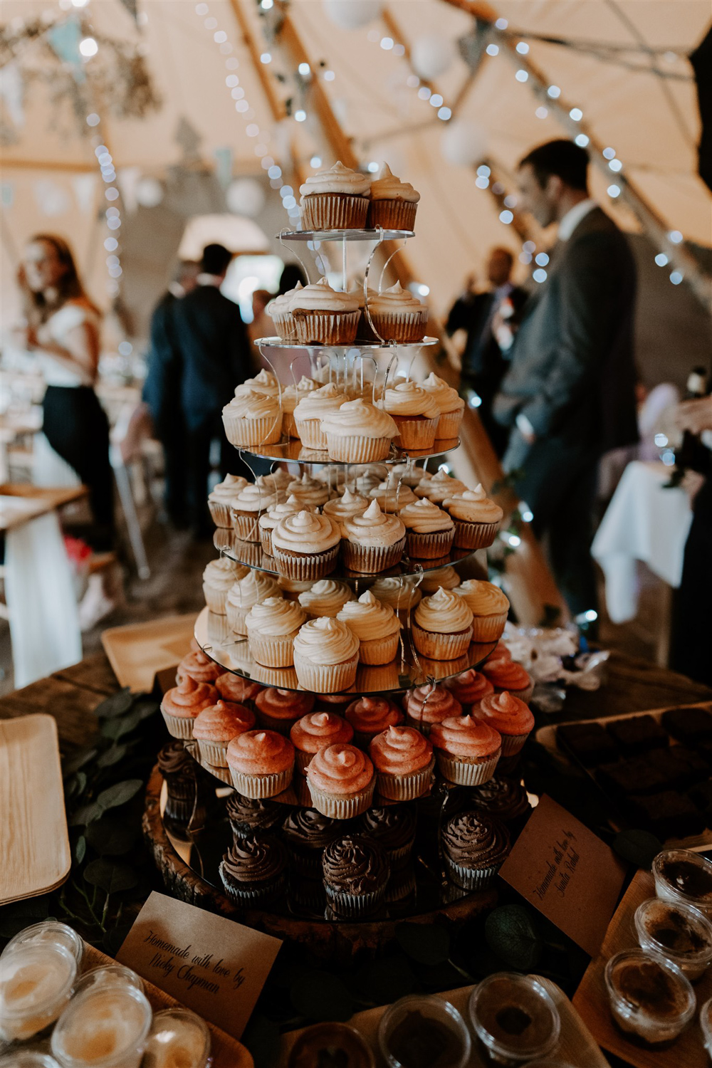 Cupcake Tower Leicestershire Tipi Wedding Gina Fernandes Photography