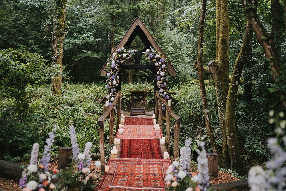 Woodland Ceremony Flowers Aisle Arch Marshwood Manor Wedding Grace Elizabeth