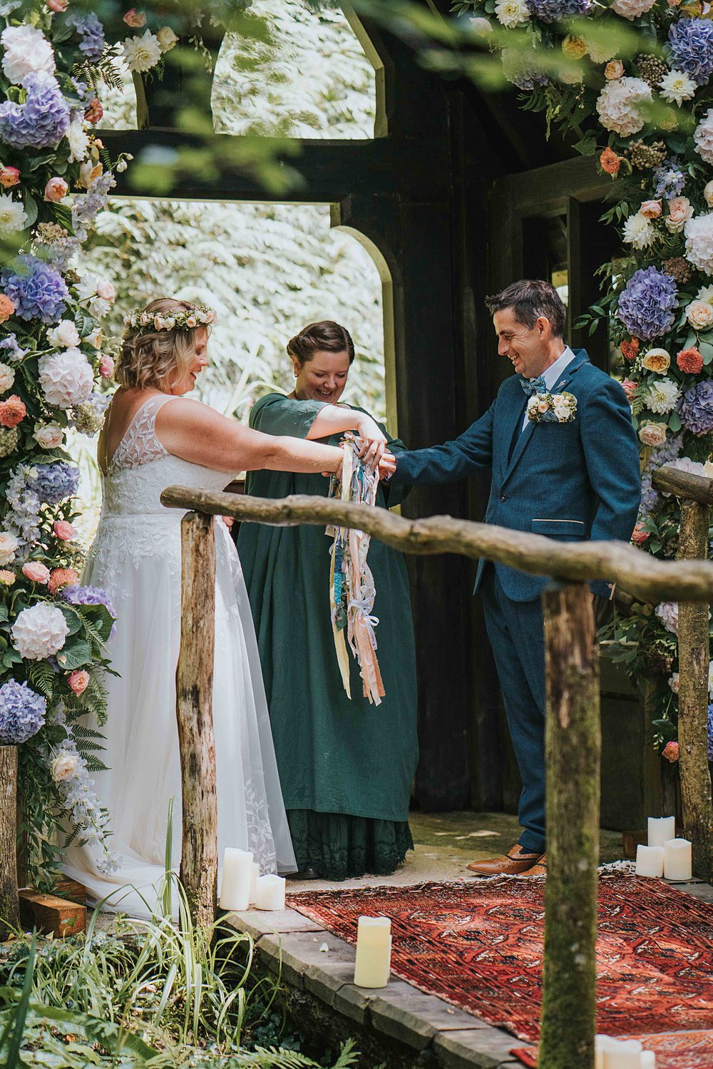 Woodland Handfasting Ceremony Flowers Aisle Arch Marshwood Manor Wedding Grace Elizabeth