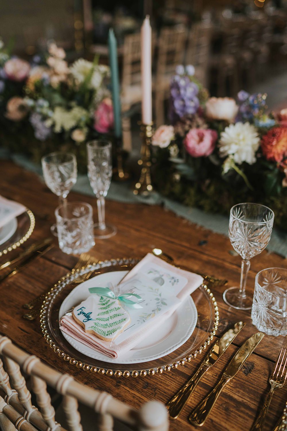 Place Setting Biscuit Favour Menu Flowers Marshwood Manor Wedding Grace Elizabeth