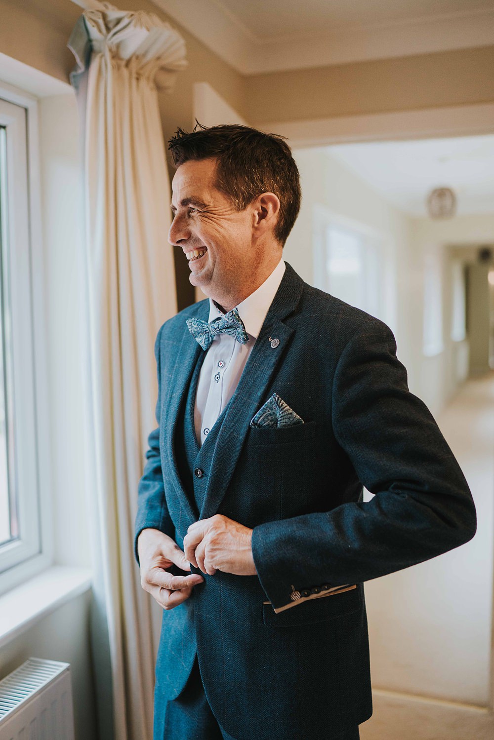 Groom Navy Blue Suit Bow Tie Marshwood Manor Wedding Grace Elizabeth