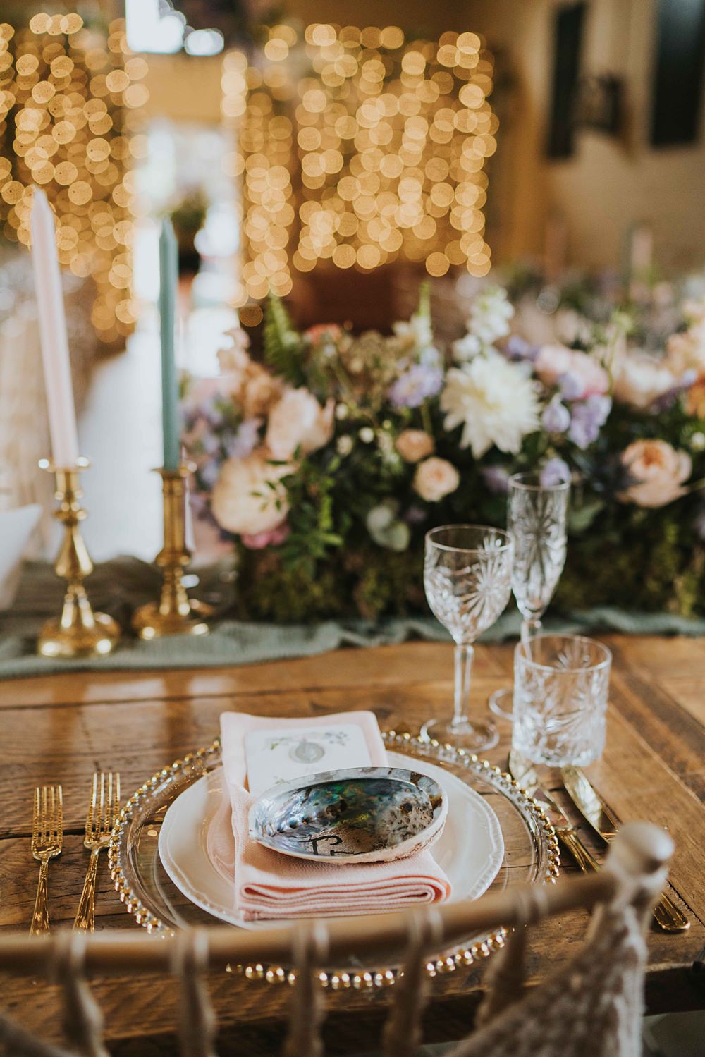 Place Setting Shell Name Charger Plate Marshwood Manor Wedding Grace Elizabeth