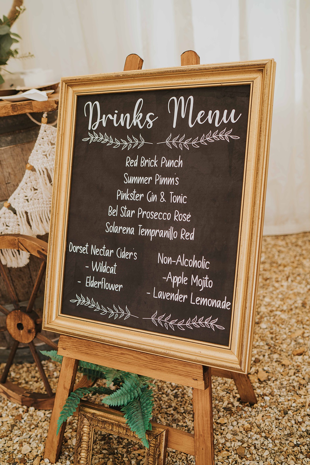 Drinks Menu Marshwood Manor Wedding Grace Elizabeth