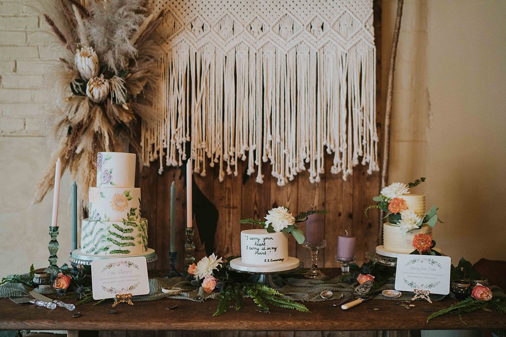 Cake Dessert Table Macrame Marshwood Manor Wedding Grace Elizabeth