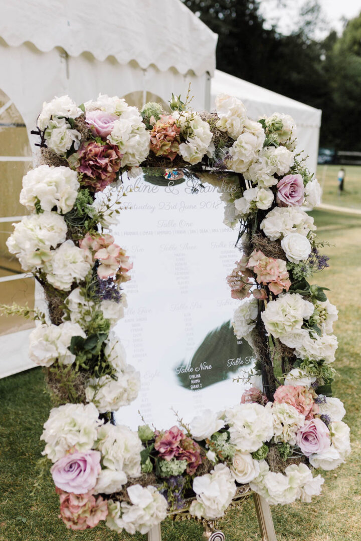 Mirror Wedding Table Plan Flower Frame Danielle Smith Photography