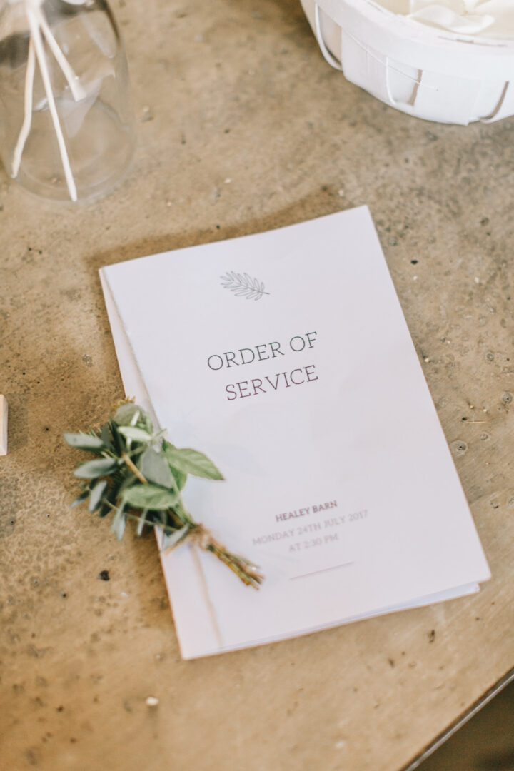 Order Service Booklet Front Cover Amy Lou Photography