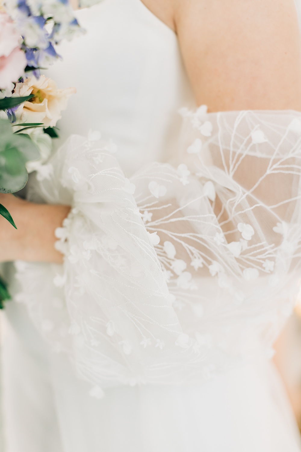 Dress Gown Bride Sleeves Skirt Split Laudae Peach Yellow Lilac Wedding Ideas Tess Lucas Photography