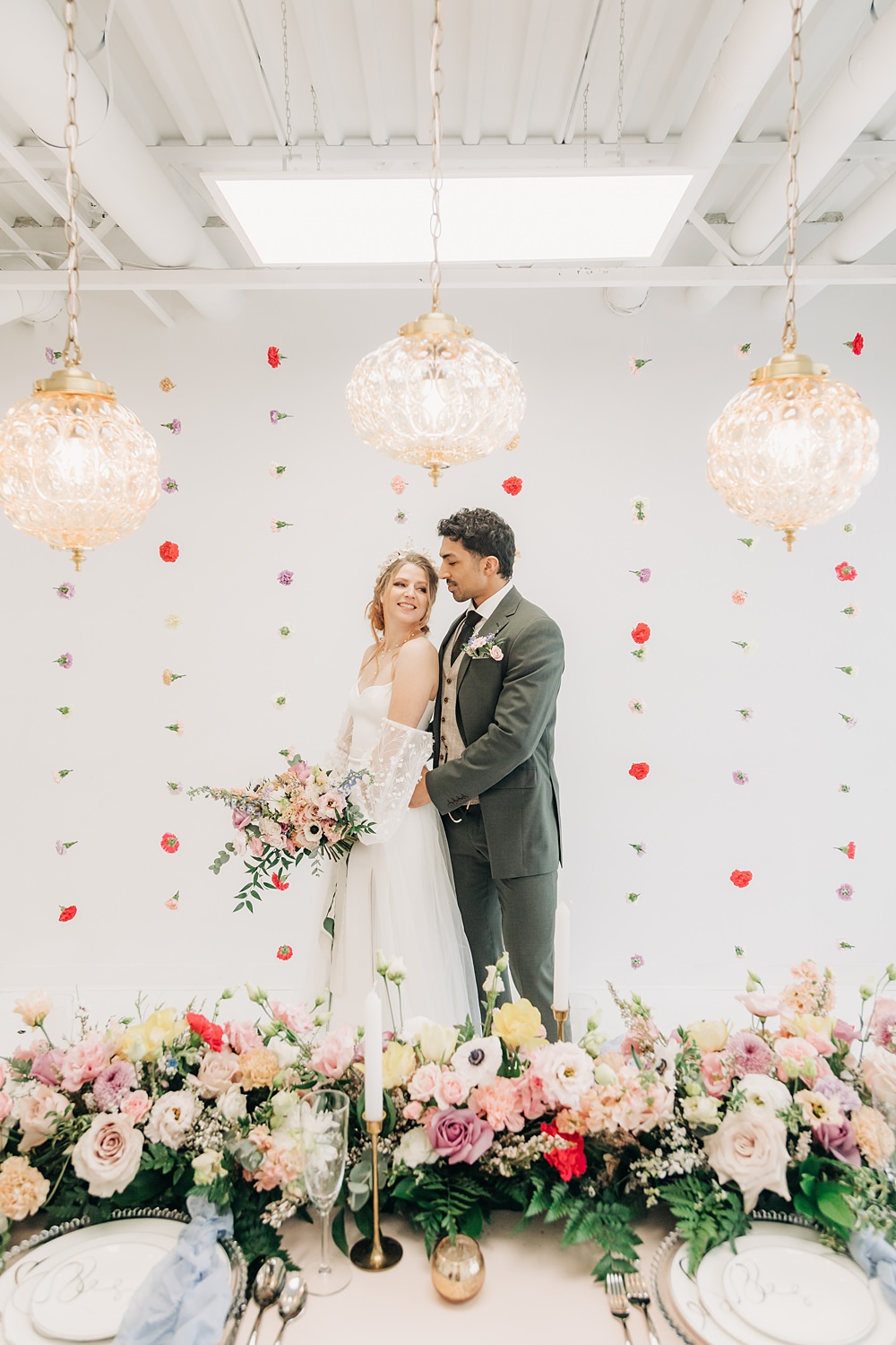 Flower Petal Backdrop Peach Yellow Lilac Wedding Ideas Tess Lucas Photography